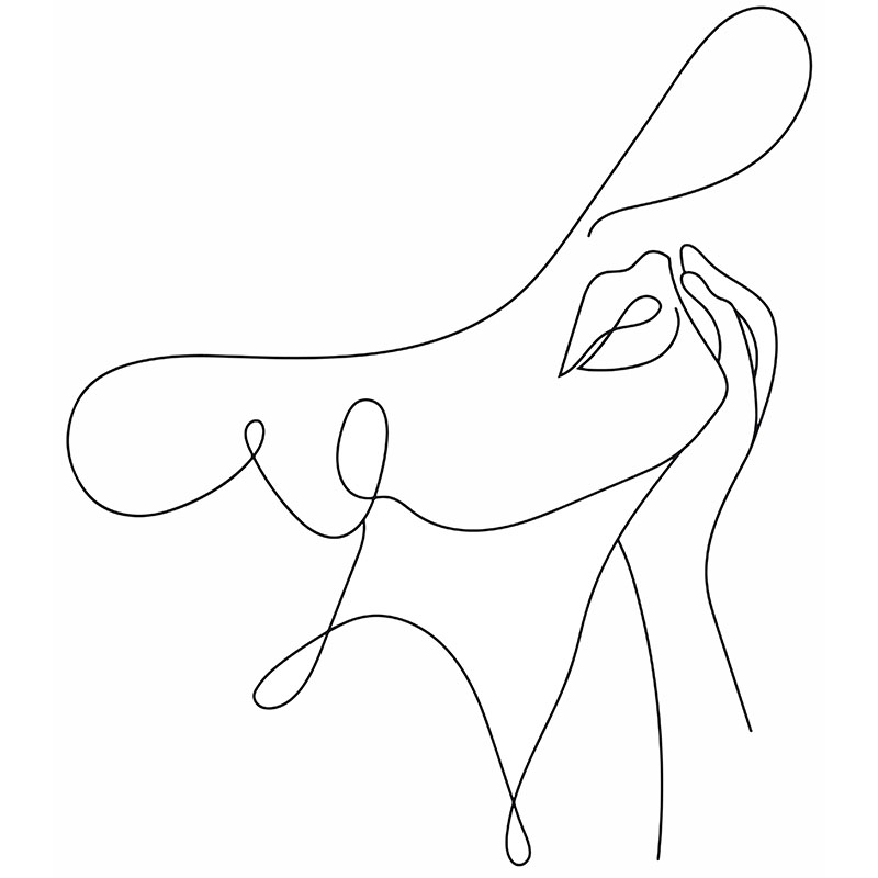Πίνακας σε καμβά Line Art Woman with Hat